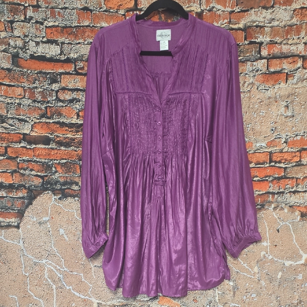 Care N Sport Rich Magenta Purple Blouse, 3X